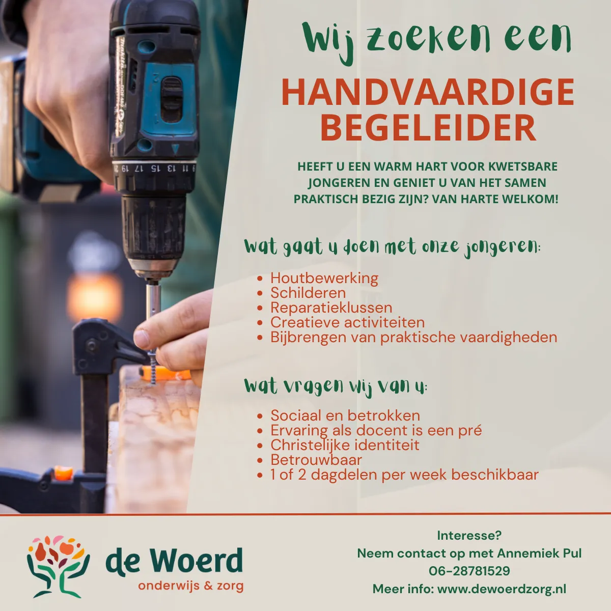 Vacature: Handvaardige begeleider